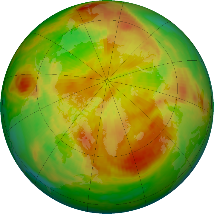 Arctic ozone map for 25 April 1992